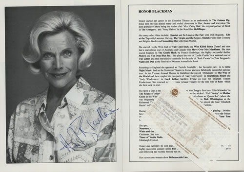 Honor Blackman Dishonorable Ladies - Autographed tour programme UK HB2TRDI577784