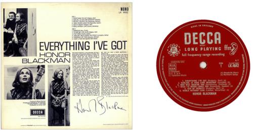Honor Blackman Everything I've Got vinyl LP album (LP record) UK HB2LPEV452384
