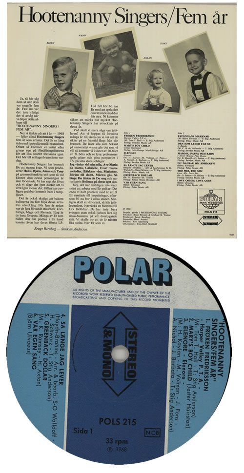Hootenanny Singers 5 Ar vinyl LP album (LP record) Swedish YNHLPAR573885