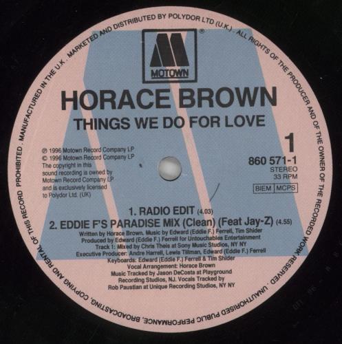 Horace Brown Things We Do For Love 12" vinyl single (12 inch record / Maxi-single) UK 9O812TH861314
