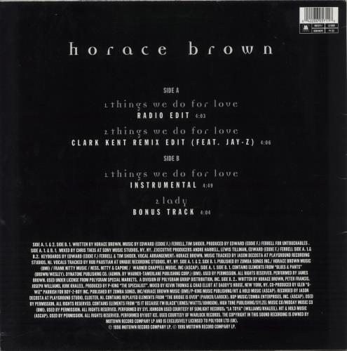 Horace Brown Things We Do For Love 12" vinyl single (12 inch record / Maxi-single) UK 9O812TH861314