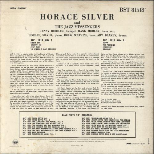 Horace Silver Horace Silver And The Jazz Messengers vinyl LP album (LP record) French HAOLPHO807538