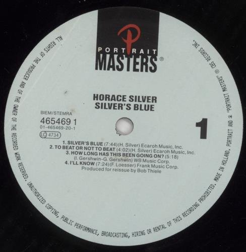 Horace Silver Silver's Blue vinyl LP album (LP record) Dutch HAOLPSI858185