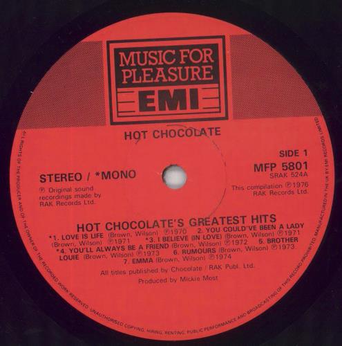 Hot Chocolate 14 Greatest Hits vinyl LP album (LP record) UK HOCLPGR860525