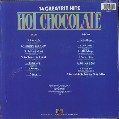 Hot Chocolate 14 Greatest Hits vinyl LP album (LP record) UK HOCLPGR860525