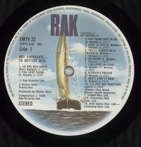 Hot Chocolate 20 Hottest Hits vinyl LP album (LP record) UK HOCLPHO414537