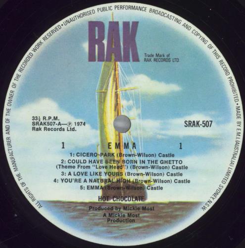 Hot Chocolate Cicero Park vinyl LP album (LP record) Australian HOCLPCI828902