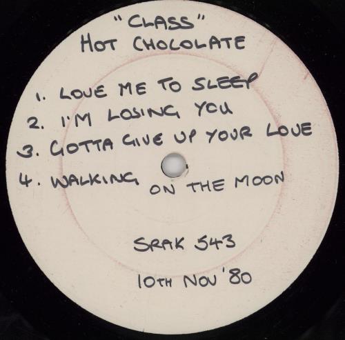 Hot Chocolate Class - White Label Promo vinyl LP album (LP record) UK HOCLPCL756178
