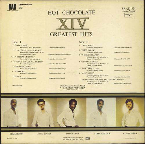 Hot Chocolate XIV Greatest Hits vinyl LP album (LP record) New Zealand HOCLPXI822545
