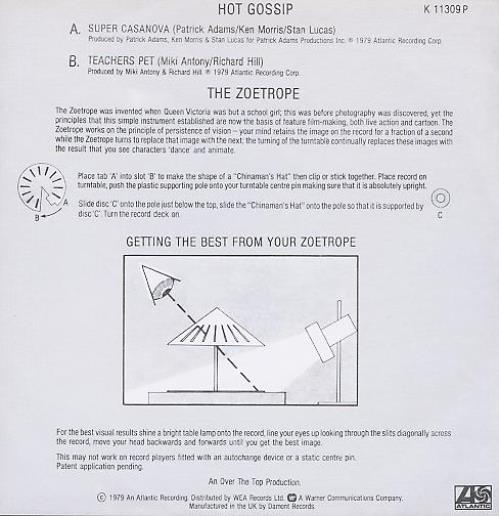 Hot Gossip Super Casanova + Zoetrope 7" vinyl picture disc (7 inch picture disc single) UK HGP7PSU547758