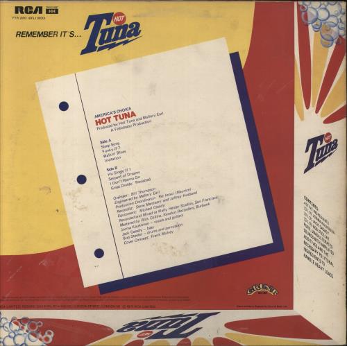 Hot Tuna America's Choice vinyl LP album (LP record) UK TUNLPAM315213