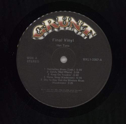 Hot Tuna Final Vinyl vinyl LP album (LP record) US TUNLPFI859273