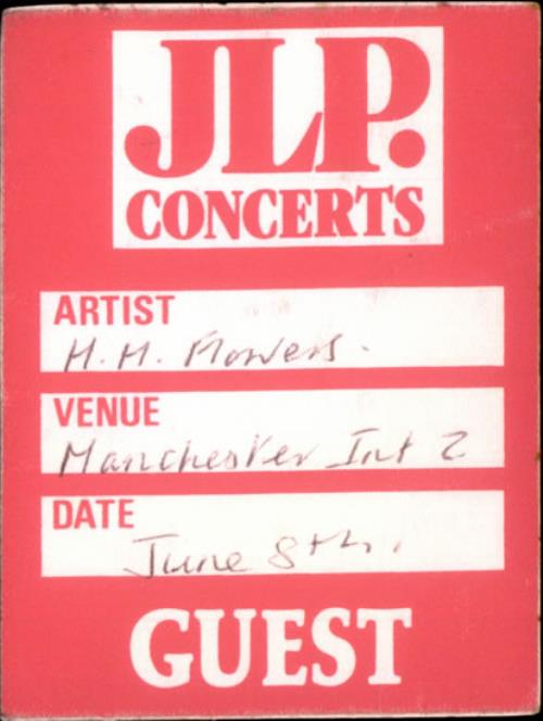 Hothouse Flowers Manchester Internatioal UK tour pass (508457) TOUR PASS