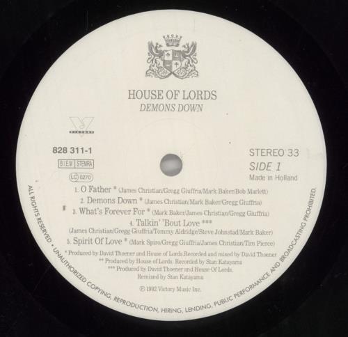 House Of Lords Demons Down vinyl LP album (LP record) Dutch HODLPDE857832