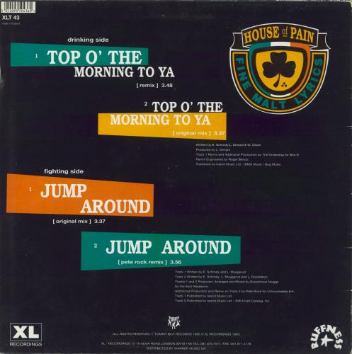 House Of Pain Top O' The Morning To Ya 12" vinyl single (12 inch record / Maxi-single) UK HOP12TO813382