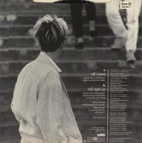 Howard Jones All I Want 7" vinyl single (7 inch record / 45) UK HOW07AL677591