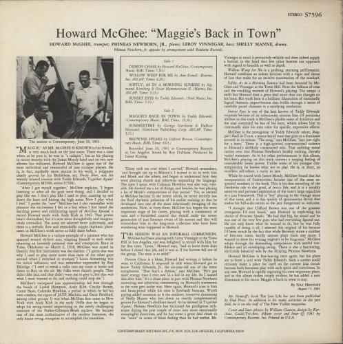 Howard McGhee Maggie's Back In Town !! vinyl LP album (LP record) US HMCLPMA585605