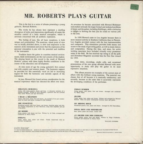 Howard Roberts Mr. Roberts Plays Guitar vinyl LP album (LP record) Japanese HOQLPMR876184