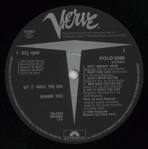 Howard Tate Get It While You Can vinyl LP album (LP record) UK HWTLPGE876588