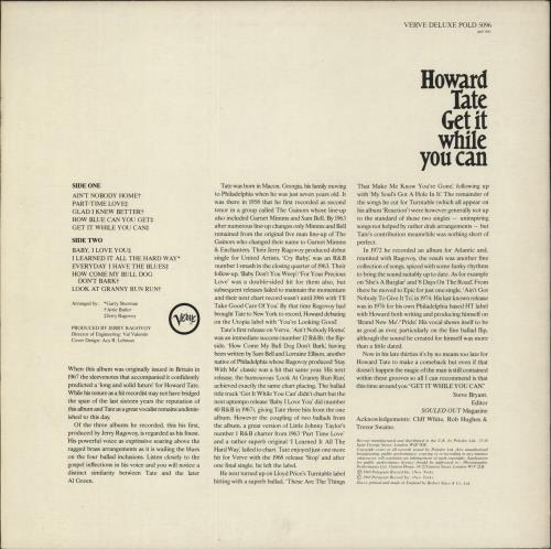 Howard Tate Get It While You Can vinyl LP album (LP record) UK HWTLPGE876588