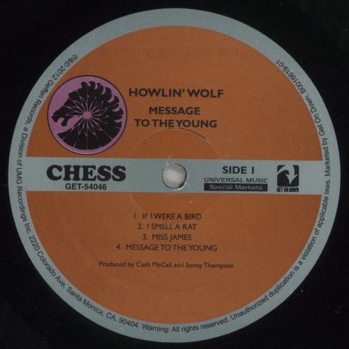 Howlin' Wolf Message To The Young vinyl LP album (LP record) US HWOLPME878299