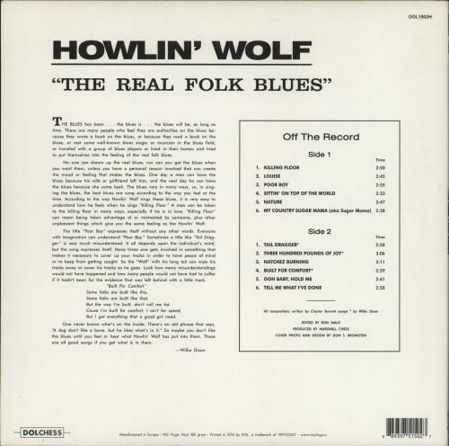 Howlin' Wolf The Real Folk Blues - 180gram vinyl vinyl LP album (LP record) UK HWOLPTH788673