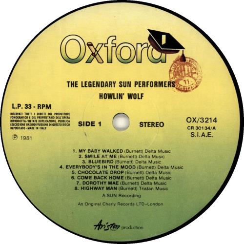 Howlin' Wolf The Legendary Sun Performers UK vinyl LP album (LP record ...