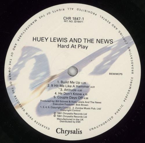 Huey Lewis & The News Hard At Play vinyl LP album (LP record) UK HLNLPHA596849