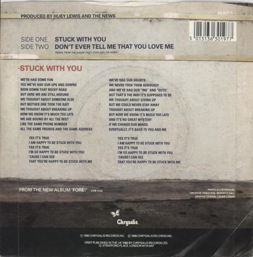 Huey Lewis & The News Stuck With You 7" vinyl single (7 inch record / 45) UK HLN07ST239426