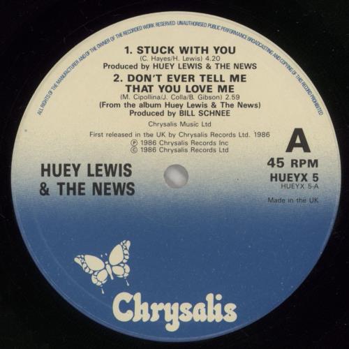 Huey Lewis & The News Stuck With You 12" vinyl single (12 inch record / Maxi-single) UK HLN12ST284442