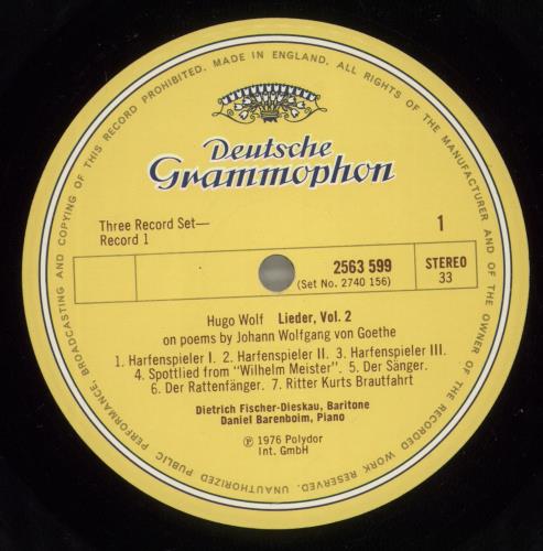 Hugo Wolf Wolf: Lieder (Nach Gedichten Von Johann Wolfgang Goethe � Heinrich Heine � Nikolaus Lenau) - Volume Vinyl Box Set German HV9VXWO880039