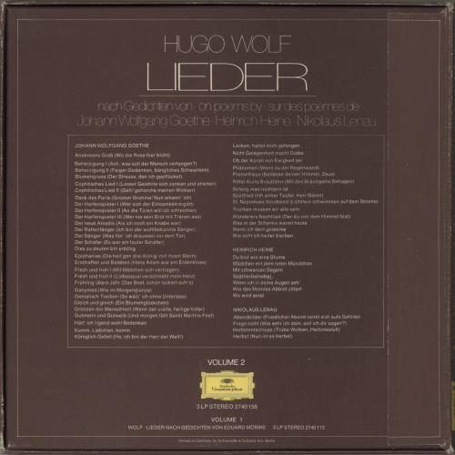 Hugo Wolf Wolf: Lieder (Nach Gedichten Von Johann Wolfgang Goethe � Heinrich Heine � Nikolaus Lenau) - Volume Vinyl Box Set German HV9VXWO880039