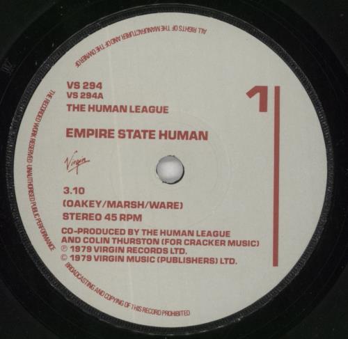 Human League Empire State Human - 1st issue 7" vinyl single (7 inch record / 45) UK HUM07EM582930