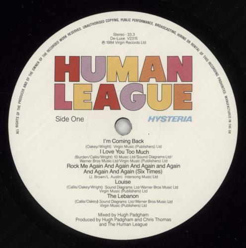 Human League Hysteria vinyl LP album (LP record) UK HUMLPHY109330