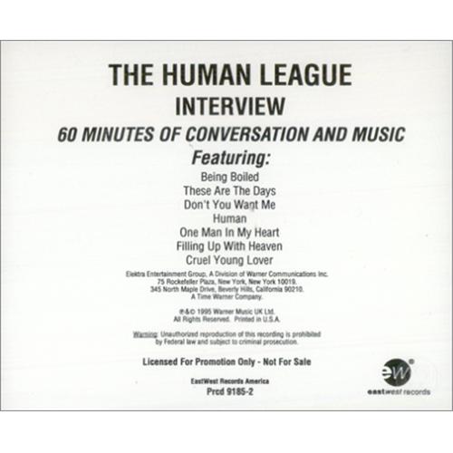 Human League Interview CD album (CDLP) US HUMCDIN45680