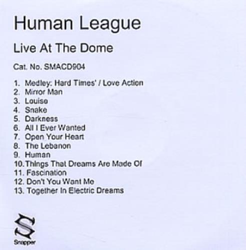 Human League Live At The Dome CD-R acetate UK HUMCRLI331102