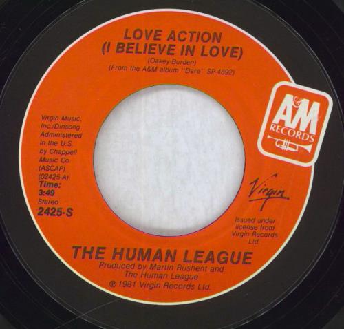 Human League Love Action 7" vinyl single (7 inch record / 45) US HUM07LO48298
