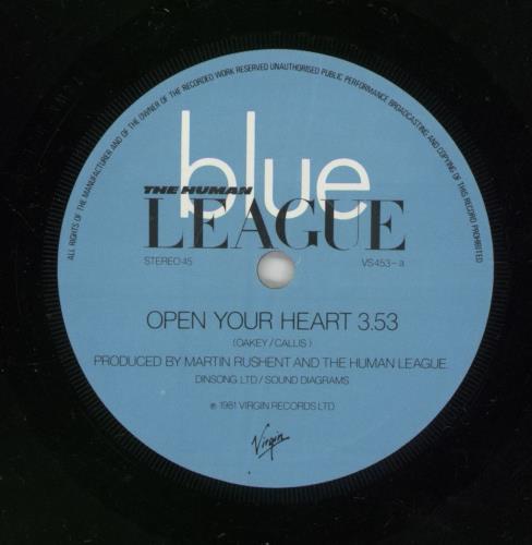 Human League Open Your Heart 7" vinyl single (7 inch record / 45) UK HUM07OP92910