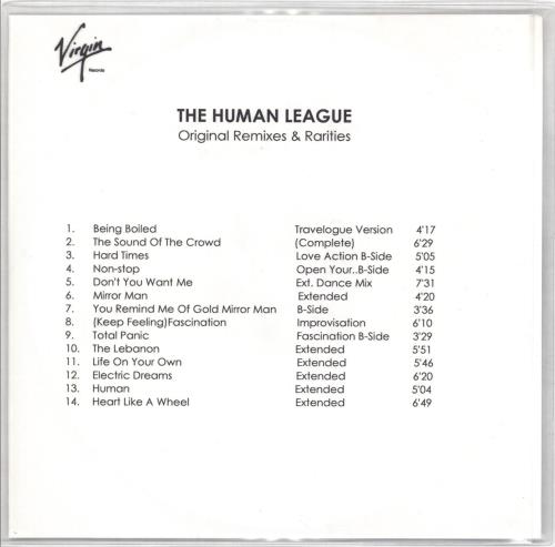Human League Original Remixes & Rarities CD-R acetate UK HUMCROR342848