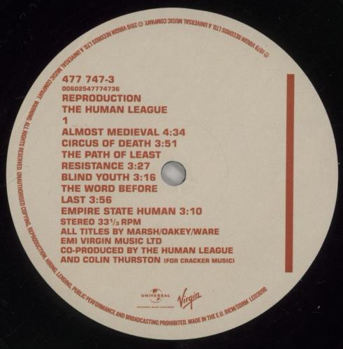 Human League Reproduction - 180gm vinyl LP album (LP record) UK HUMLPRE860963