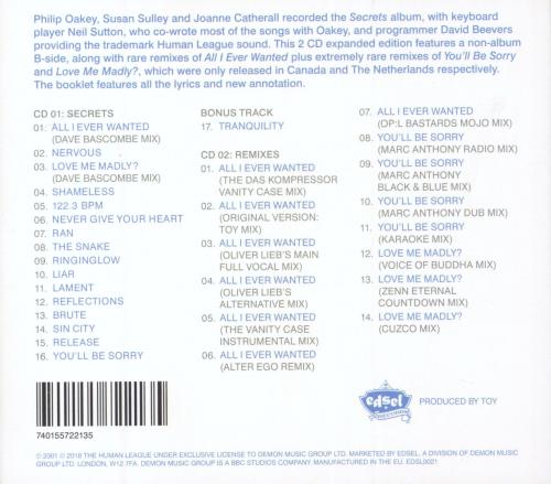 Human League Secrets - Deluxe Edition 2 CD album set (Double CD) UK HUM2CSE812546