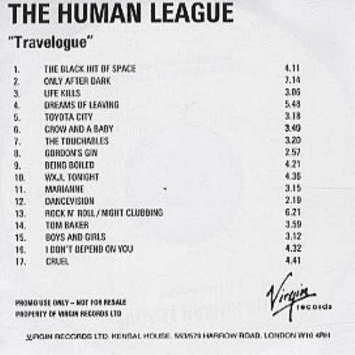 Human League Travelogue CD-R acetate UK HUMCRTR233440