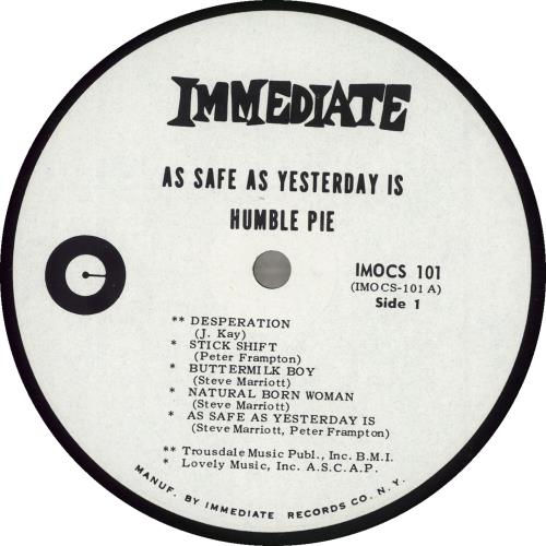 Humble Pie As Safe As Yesterday Is - White Label Variant + Shrinkwrap vinyl LP album (LP record) US HMBLPAS704368