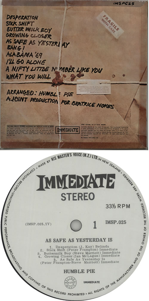 Humble Pie As Safe As Yesterday Is vinyl LP album (LP record) New Zealand HMBLPAS639997