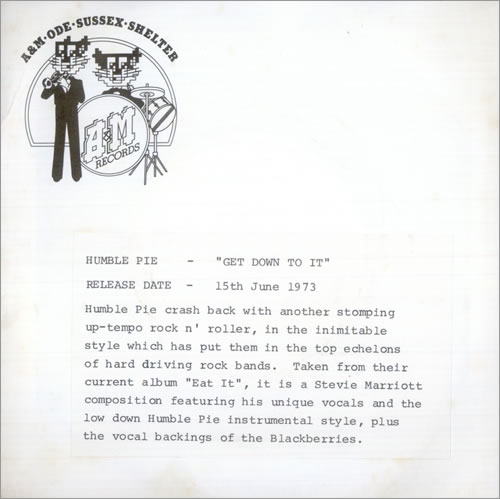 Humble Pie Get Down To It - P/S 7" vinyl single (7 inch record / 45) UK HMB07GE521051