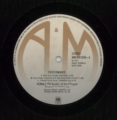 Humble Pie Performance: Rockin' The Fillmore - 2nd 2-LP vinyl record set (Double LP Album) UK HMB2LPE393902