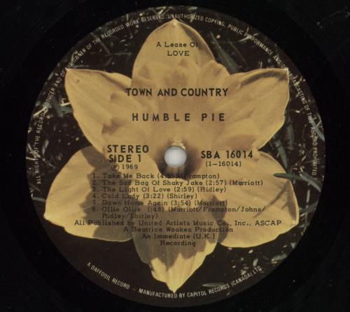 Humble Pie Town And Country - Shrink vinyl LP album (LP record) Canadian HMBLPTO874590