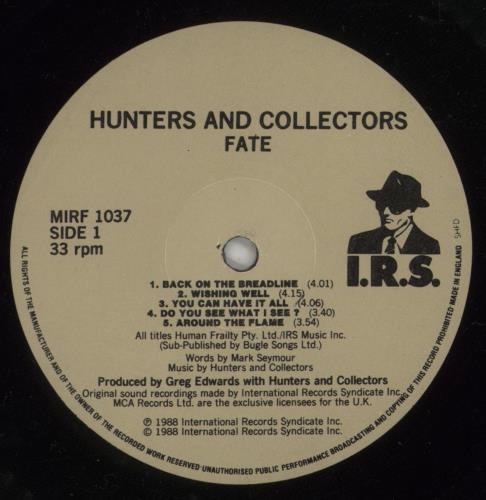 Hunters & Collectors Fate vinyl LP album (LP record) UK HUCLPFA881153