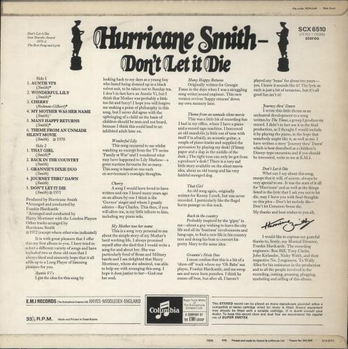 Hurricane Smith Don't Let It Die vinyl LP album (LP record) UK HSMLPDO453907