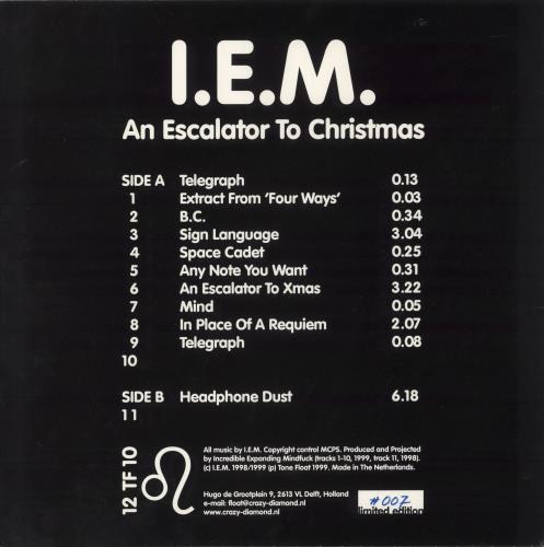 I.E.M. An Escalator To Christmas - Blue Vinyl vinyl LP album (LP record) Dutch IDJLPAN868331